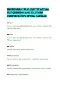 ENVIRONMENTAL CHEMISTRY ACTUAL&NewLine;TEST QUESTIONS AND SOLUTIONS&NewLine;COMPREHENSIVE REVIEW PACKAGE