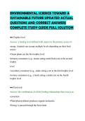 ENVIRONMENTAL SCIENCE TOWARD A&NewLine;SUSTAINABLE FUTURE UPDATED ACTUAL&NewLine;QUESTIONS AND CORRECT ANSWERS&NewLine;COMPLETE STUDY GUIDE FULL SOLUTION