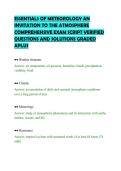 ESSENTIALS OF METEOROLOGY AN&NewLine;INVITATION TO THE ATMOSPHERE&NewLine;COMPREHENSIVE EXAM SCRIPT VERIFIED&NewLine;QUESTIONS AND SOLUTIONS GRADED&NewLine;APLUS&NewLine;