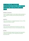 ESSENTIALS OF NEGOTIATION&NewLine;COMPREHENSIVE EXAM SCRIPT VERIFIED&NewLine;QUESTIONS AND SOLUTIONS GRADED&NewLine;APLUS