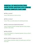 ESSENTIALS OF NEGOTIATION FINAL&NewLine;PAPER TESTED QUESTIONS WITH VERIFIED&NewLine;ANSWERS COMPLETE STUDY SHEET&NewLine;