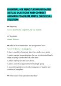 ESSENTIALS OF NEGOTIATION UPDATED&NewLine;ACTUAL QUESTIONS AND CORRECT&NewLine;ANSWERS COMPLETE STUDY GUIDE FULL&NewLine;SOLUTION&NewLine;