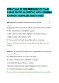 ESSENTIALS OF OCEANOGRAPHY FINAL&NewLine;PAPER TESTED QUESTIONS WITH VERIFIED&NewLine;ANSWERS COMPLETE STUDY SHEET&NewLine;