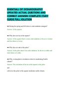ESSENTIALS OF OCEANOGRAPHY&NewLine;UPDATED ACTUAL QUESTIONS AND&NewLine;CORRECT ANSWERS COMPLETE STUDY&NewLine;GUIDE FULL SOLUTION&NewLine;
