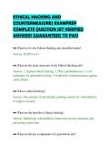 ETHICAL HACKING AND&NewLine;COUNTERMEASURES EXAMPREP&NewLine;COMPLETE QUESTION SET VERIFIED&NewLine;ANSWERS GUARANTEED TO PASS&NewLine;