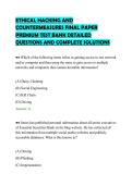 ETHICAL HACKING AND&NewLine;COUNTERMEASURES FINAL PAPER&NewLine;PREMIUM TEST BANK DETAILED&NewLine;QUESTIONS AND COMPLETE SOLUTIONS