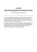 LA 4-50&NewLine;Solar Energy Equipment Installer Exam Prep&NewLine;Questions & Answers with Rationales&vert; Latest Update&NewLine;