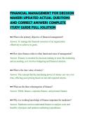 FINANCIAL MANAGEMENT FOR DECISION&NewLine;MAKERS UPDATED ACTUAL QUESTIONS&NewLine;AND CORRECT ANSWERS COMPLETE&NewLine;STUDY GUIDE FULL SOLUTION&NewLine;