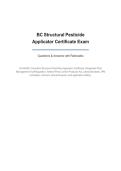 BC Structural Pesticide Applicator Certificate Exam Questions & Answers with Rationales&vert; Latest Update