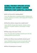 GLOBAL STRATEGY UPDATED ACTUAL&NewLine;QUESTIONS AND CORRECT ANSWERS&NewLine;COMPLETE STUDY GUIDE FULL SOLUTION&NewLine;