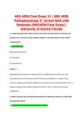 HSC 4558 Final Exam V1 &vert; HSC 4558 &NewLine;Pathophysiology II &vert; Actual Q&A with &NewLine;Rationale &lpar;HSC4558 Final Exam&rpar; &vert; &NewLine;University of Central Florida 