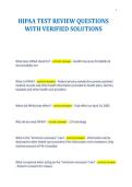HIPAA TEST REVIEW QUESTIONS&NewLine;WITH VERIFIED SOLUTIONS