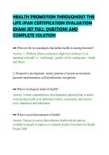 HEALTH PROMOTION THROUGHOUT THE&NewLine;LIFE SPAN CERTIFICATION EVALUATION&NewLine;EXAMS SET FULL QUESTIONS AND&NewLine;COMPLETE SOLUTION&NewLine;