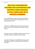 WGU D561 INFORMATION &NewLine;SYSTEMS FOR ACCOUNTING AND &NewLine;CONTROL EXAM 2026&sol;2027 &NewLine;ACTUAL QUESTIONS WITH &NewLine;VERIFIED ANSWERS&period;