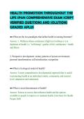 HEALTH PROMOTION THROUGHOUT THE&NewLine;LIFE SPAN COMPREHENSIVE EXAM SCRIPT&NewLine;VERIFIED QUESTIONS AND SOLUTIONS&NewLine;GRADED APLUS&NewLine;