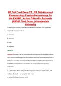 NR 546 Final Exam V1&ndash;V3 &vert; NR 546 Advanced Pharmacology Psychopharmacology for the PMHNP &vert; Chamberlain University &vert; Actual Q&A with Rationale &lpar;Chamberlain NR546 Final Exam&rpar;