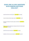 EXAM 1 BIO 141 NVCC QUESTIONS&NewLine;WITH VERIFIED SOLUTIONS&NewLine;2026&sol;2027