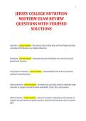 JERSEY COLLEGE NUTRITION&NewLine;MIDTERM EXAM REVIEW&NewLine;QUESTIONS WITH VERIFIED&NewLine;SOLUTIONS