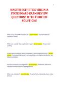 MASTER ESTHETICS VIRGINIA&NewLine;STATE BOARD EXAM REVIEW&NewLine;QUESTIONS WITH VERIFIED&NewLine;SOLUTIONS&NewLine;