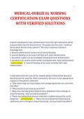 MEDICAL-SURGICAL NURSING&NewLine;CERTIFICATION EXAM QUESTIONS&NewLine;WITH VERIFIED SOLUTIONS