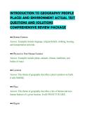 INTRODUCTION TO GEOGRAPHY PEOPLE&NewLine;PLACES AND ENVIRONMENT ACTUAL TEST&NewLine;QUESTIONS AND SOLUTIONS&NewLine;COMPREHENSIVE REVIEW PACKAGE&NewLine;