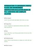 INTRODUCTION TO GEOGRAPHY PEOPLE&NewLine;PLACES AND ENVIRONMENT&NewLine;CERTIFICATION EVALUATION EXAMS SET&NewLine;FULL QUESTIONS AND COMPLETE&NewLine;SOLUTION&NewLine;