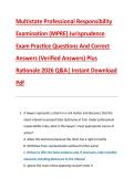 Multistate Professional Responsibility &NewLine;Examination &lpar;MPRE&rpar; Jurisprudence &NewLine;Exam Practice Questions And Correct &NewLine;Answers &lpar;Verified Answers&rpar; Plus &NewLine;Rationale 2026 Q&A&vert; Instant Download &NewLine;Pdf 