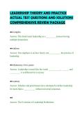 LEADERSHIP THEORY AND PRACTICE&NewLine;ACTUAL TEST QUESTIONS AND SOLUTIONS&NewLine;COMPREHENSIVE REVIEW PACKAGE