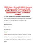 NR606 Week 1 Exam V2 &vert; NR606 Diagnosis &NewLine;& Management in Psychiatric-Mental &NewLine;Health II Practicum &vert; Q&A with Rationale &NewLine;&lpar;NR606 Week 1 Exam&rpar; &vert; Chamberlain &NewLine;University