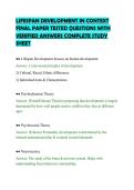 LIFESPAN DEVELOPMENT IN CONTEXT&NewLine;FINAL PAPER TESTED QUESTIONS WITH&NewLine;VERIFIED ANSWERS COMPLETE STUDY&NewLine;SHEET&NewLine;