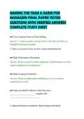 MAKING THE TEAM A GUIDE FOR&NewLine;MANAGERS FINAL PAPER TESTED&NewLine;QUESTIONS WITH VERIFIED ANSWERS&NewLine;COMPLETE STUDY SHEET