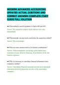 MODERN ADVANCED ACCOUNTING&NewLine;UPDATED ACTUAL QUESTIONS AND&NewLine;CORRECT ANSWERS COMPLETE STUDY&NewLine;GUIDE FULL SOLUTION