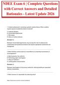 NDEE Exam 6 Complete Questions with Correct Answers and Detailed Rationales - Latest Update 2026
