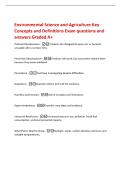 Agriculture AP Environmental Science Exam questions and answers Graded A  erosion -the movement of soil or rock particles from one place to another&comma; usually caused by wind or flowing water