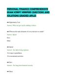 PERSONAL FINANCE COMPREHENSIVE&NewLine;EXAM SCRIPT VERIFIED QUESTIONS AND&NewLine;SOLUTIONS GRADED APLUS