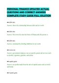 PERSONAL FINANCE UPDATED ACTUAL&NewLine;QUESTIONS AND CORRECT ANSWERS&NewLine;COMPLETE STUDY GUIDE FULL SOLUTION