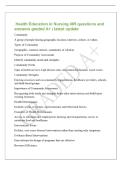 Health Education in Nursing 405 questions and&NewLine;answers graded A&plus; &vert; latest update&NewLine;Community&NewLine;A group of people sharing geographic location&comma; interests&comma; culture&comma; or values&period;&NewLine;Types of Community&NewLine;Geographic&comma; common interest&comma; community of solution&period;&NewLine;Purpose of