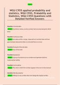 WGU C955 applied probability and &NewLine;statistics&comma; WGU C955&comma; Probability and &NewLine;Statistics&comma; WGU C955 Questions with &NewLine;Detailed Verified Answers  