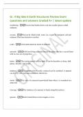 Gr&period; 4 Big Idea 6 Earth Structures Review Exam&NewLine;questions and answers Graded A&plus; &vert; latest update&NewLine;weathering - Process that breaks down rock into smaller pieces called&NewLine;sediment&NewLine;erosion - Process by which wind&comma; water&comma; ice&comma; or gravity transports soil and&NewLine;s