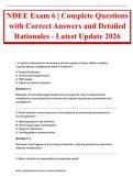 NDEE Exam 6 Complete Questions with Correct Answers and Detailed Rationales &ndash; Latest Update 2026
