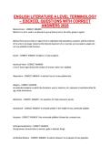 ENGLISH LITERATURE A LEVEL TERMINOLOGY &ndash; EDEXCEL QUESTIONS WITH CORRECT &NewLine;ANSWERS 2026