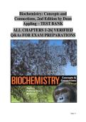 Biochemistry&colon; Concepts and Connections&comma; 2nd Edition by Dean Appling &vert; Complete Test Bank &colon; Verified Exam Questions & Answers &semi; Comprehensive Chapters 1&ndash;26 Study Guide