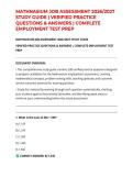 MATHNASIUM JOB ASSESSMENT 2026&sol;2027 STUDY GUIDE &vert; VERIFIED PRACTICE QUESTIONS & ANSWERS &vert; COMPLETE EMPLOYMENT TEST PREP