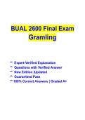 BUAL 2600 Final Exam &ndash; Gramling &vert; Study Guide & Practice Questions 2026-2027 PDF