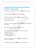 Hondros NUR 150 Exam questions and answers&NewLine;Graded A&plus; &vert; latest update&NewLine;What do we want to do with chain of infection&quest; - break it&comma; wash hands&NewLine;How does HAI spread - not hand washing&comma; equipment&NewLine;What PPE is worn for what isolation - Contact - gloves&comma; gown&NewLine;