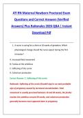 ATI RN Maternal Newborn Proctored Exam &NewLine;Questions and Correct Answers &lpar;Verified &NewLine;Answers&rpar; Plus Rationales 2026 Q&A &vert; Instant &NewLine;Download Pdf 