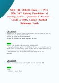 NUR 104&sol; NUR104 Exam 3 &ndash; &lpar;New 2026&sol; 2027 Update&rpar; Foundations of Nursing Review &vert; Questions & Answers &vert; Grade A&vert; 100&percnt; Correct &lpar;Verified Solutions&rpar;- Fortis