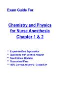 Chemistry and Physics for Nurse Anesthesia Chapters 1 & 2 Questions & Answers &vert; Verified Answers &vert; Latest 2026-2027 Study Pack PDF