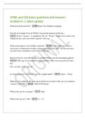 HTML and CSS Exam questions and answers&NewLine;Graded A&plus; &vert; latest update&NewLine;What does html stand for&quest; - Hyper Text Markup Language&NewLine;Provide an example of an an HTML 5 tag and the purpose of the tag -&NewLine;<footer><&sol;footer> &comma; it simplified <div id&equals; 