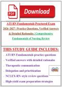 ATI RN Fundamentals Proctored Exam 2026&ndash;2027 &vert; Practice Questions&comma; Verified Answers & Detailed Rationales &vert; Comprehensive Fundamentals of Nursing Review